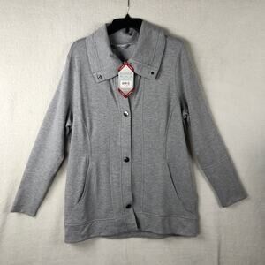 Free Country Snap Front Cardigan Women's XL  Heather Grey NEW